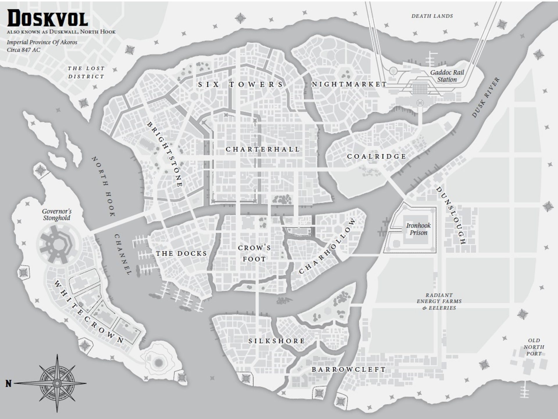 Map of Duskvol's districts
